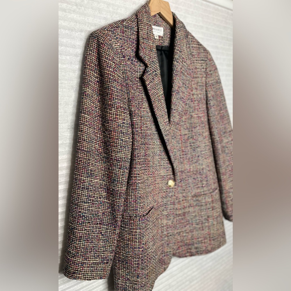AMBIANCE New York Vintage Tweed Silk Women’s Blazer Jacket multicolor size M - Picture 12 of 14